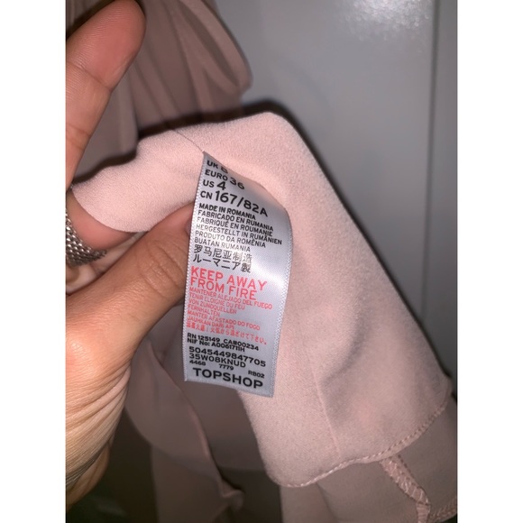 NWT Topshop Nude Pink Ruffle Wrap Dress - Picture 6 of 7